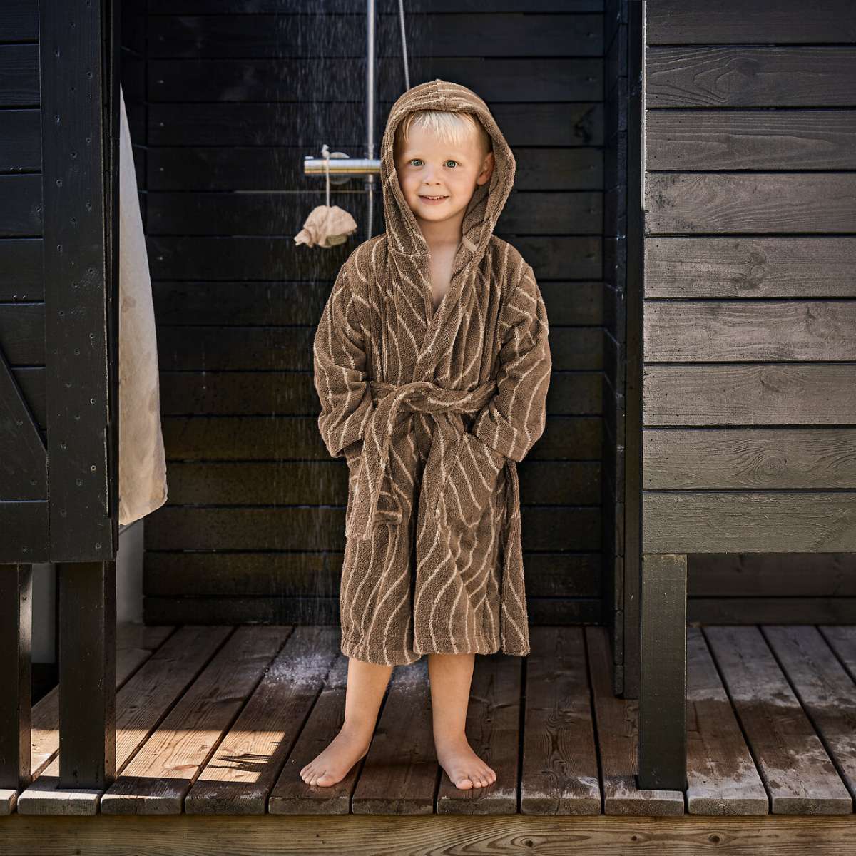 Bademantel aus Bio-Baumwolle - Mocca - Image 3